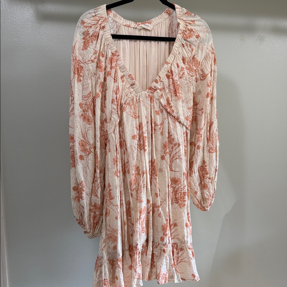 By Together Long Sleeve Dress in Cream and Orange Floral
